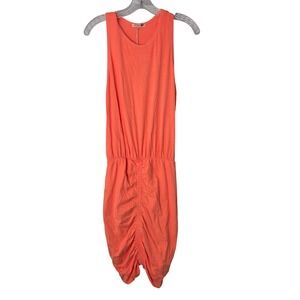 Sundry Clothing Ruched Tank Dress Coral Orange Sleeveless Stretchy Size 4‎